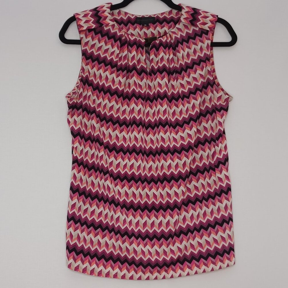 Women's Worthington Red/Black/Pink/Purple Zig-Zag Pattern Top Size Medium - Picture 1 of 8